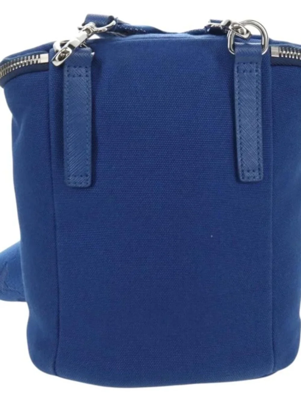 PRADA Shoulder Bag Canvas Blue Silver Auth